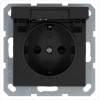 Розетка 1-м Shuko 16А IP20 с заземл. защ. шторки с крышкой механизм антрацит Jasmart G5505B