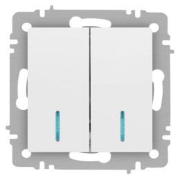 Выключатель 2-кл. СП Accent 6-105-01М 10А IP20 250В с подсветкой AL/CU бел. матов. Intro Б0063507