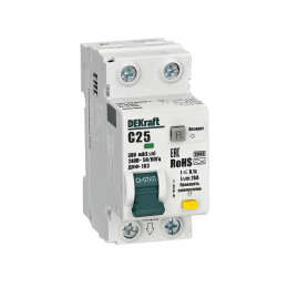 Выключатель автоматический дифференциального тока (АВДТ) 1P+N 25А 300мА AC х-ка C ДИФ-103 6кА DEKraf