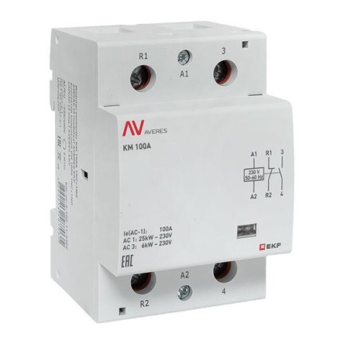 Контактор модульный КМ 100А 1NC+1NO 230В AC (3 мод.) AVERES EKF km-av-3-100-11-230V