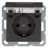 Розетка 1-м Shuko 16А IP20 с заземл. защ. шторки с крышкой механизм мокко Jasmart G5505Z