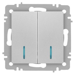 Выключатель 2-кл. СП Accent 6-105-03 10А IP20 250В с подсветкой AL/CU алюм. Intro Б0063511