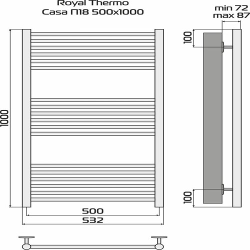 Полотенцесушитель Casa white П18 500х1000 Royal Thermo НС-1434006