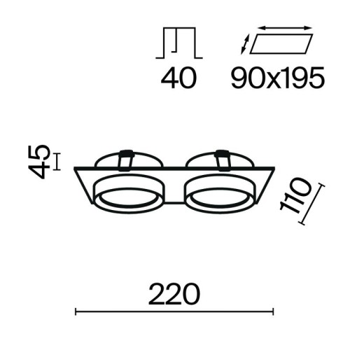 Светильник встраиваемый Hoop GX53 2х12Вт Maytoni DL086-02-GX53-SQ-B
