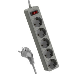 Удлинитель с сетевым фильтром 5х3м с заземл. 10А IP20 2.2кВт ПВС 3х0.75 с выкл. с индикатором сети с