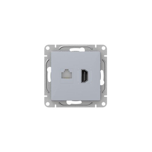 Розетка СП Эпика HDMI+RJ45 (cat5) механизм алюм. EKF UP1-SOA-HDMI+RJ45