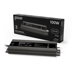 Блок питания для светодиодной ленты Black 100Вт 12В IP67 герметичный (драйвер) GAUSS 202023100