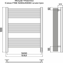 Полотенцесушитель Casa white П18 500х1000 электро встроен. диммер Royal Thermo НС-1434009