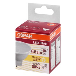 Лампа светодиодная LED Star MR16 60110 6.5W/830 230V GU5.3 6.5Вт матовая 3000К тепл. бел. GU5.3 MR16