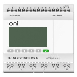 Модуль ЦПУ ПЛК 430 12 DI 6 RO 220В AC с экраном ONI PLR-430-CPU-12D06R-1AC-00
