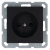 Розетка 1-м 16А IP20 без заземл. защ. шторки механизм черн. матов. soft touch Jasmart G5503PB