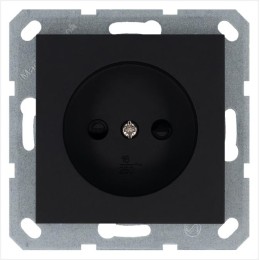 Розетка 1-м 16А IP20 без заземл. защ. шторки механизм черн. матов. soft touch Jasmart G5503PB