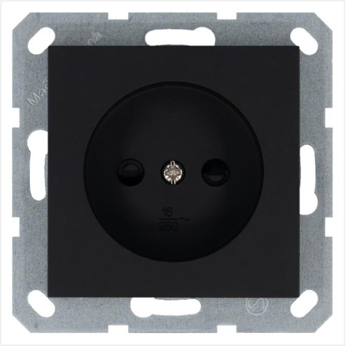 Розетка 1-м 16А IP20 без заземл. защ. шторки механизм черн. матов. soft touch Jasmart G5503PB
