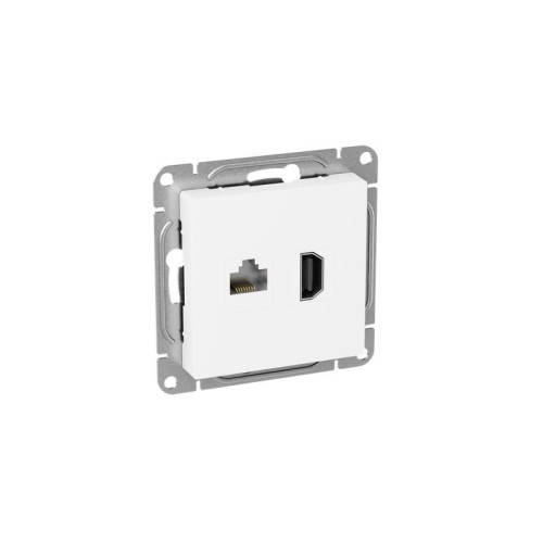 Розетка СП Эпика HDMI+RJ45 (cat5) механизм бел. EKF UP1-SOW-HDMI+RJ45