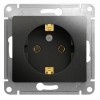 Розетка 1-м СП 1мод. Glossa 16А IP20 с заземл. механизм антрацит SE GSL000743