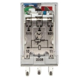 Реле промежуточное с кнопкой и мех. индикацией RPAt 22/3 10A 110В DC AVERES EKF rpat-22-3-110DC