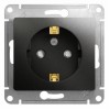 Розетка 1-м СП 1мод. Glossa 16А IP20 с заземл. защ. шторки механизм антрацит SE GSL000745