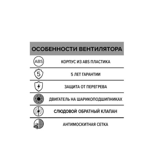 Вентилятор осевой D100 с обратн. клапаном кругл. решеткой двигателем на ш/подшип. ERA FLOW 4S C BB