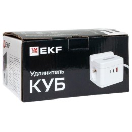 Удлинитель "Куб" 2х1.3м USB + 2Type C с быстрой зарядкой подставкой под телефон и ночником 1кв.мм EK