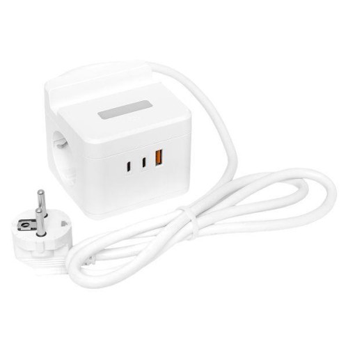 Удлинитель "Куб" 2х1.3м USB + 2Type C с быстрой зарядкой подставкой под телефон и ночником 1кв.мм EK