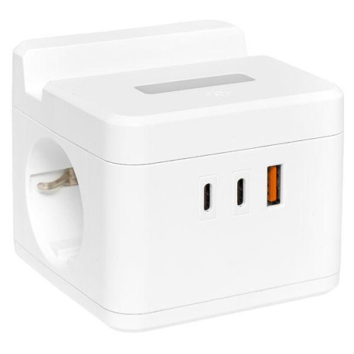 Удлинитель "Куб" 2х1.3м USB + 2Type C с быстрой зарядкой подставкой под телефон и ночником 1кв.мм EK
