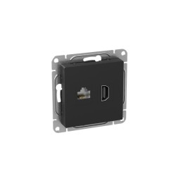 Розетка СП Эпика HDMI+RJ45 (cat5) механизм черн. EKF UP1-SOB-HDMI+RJ45