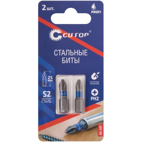 Набор стальных бит Profi PH2 25мм (уп.2шт) Cutop 83-337
