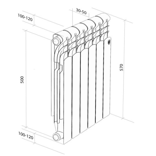 Радиатор Revolution 500 2.0 10 секц. алюм. Royal Thermo НС-1340186
