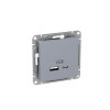 Розетка СП Эпика USB-A+С механизм алюм. EKF UP1-SOA-USBA+USBC
