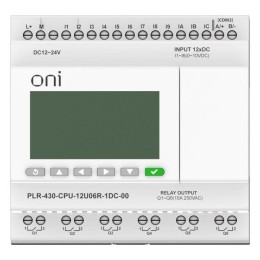 Модуль ЦПУ ПЛК 430 6 DI 6 UI (0-10В/DI) 6 RO 24В DC с экраном ONI PLR-430-CPU-12U06R-1DC-00