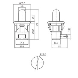Выключатель-кнопка 250В 2.5А (2с) ON-(OFF) Б/Фикс бел. (PBS-19С) (мебельная) Rexant 36-3020