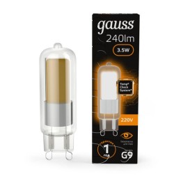 Лампа светодиодная Black 3.5Вт капсульная 3000К тепл. бел. G9 240лм стекло GAUSS 107809103