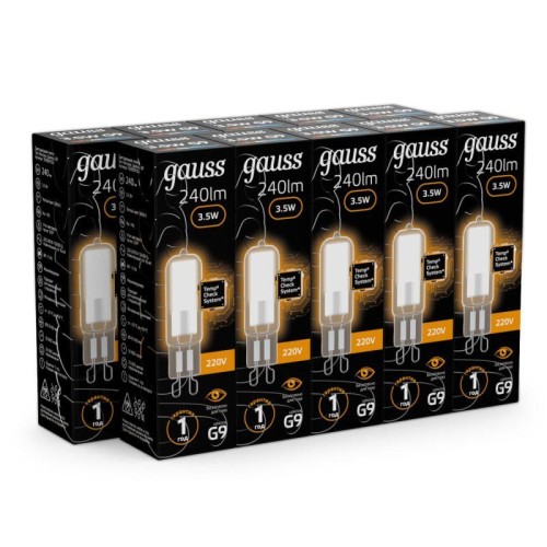 Лампа светодиодная Black 3.5Вт капсульная 3000К тепл. бел. G9 240лм стекло GAUSS 107809103