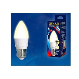 Лампа светодиодная LED-C37 7W/WW/E27/FR PLP01WH Яркая 7Вт свеча матовая 3000К тепл. бел. E27 (упак.