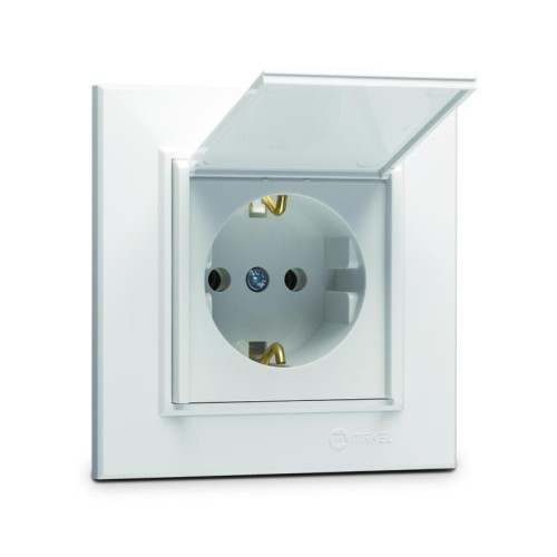Розетка с/з и крышкой СП Karea 16А IP20 бел. Makel 56001099