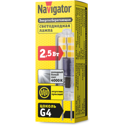 Лампа светодиодная 80 246 NLL-S-G4-2.5-230-4K-NF 2.5Вт капсульная прозрачная 4000К нейтр. бел. G4 19