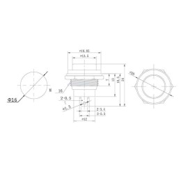 Выключатель-кнопка металл 250В 2А (2с) OFF-(ON) d16.2 бел. (RWD-306) Rexant 36-3355