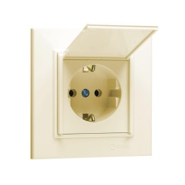 Розетка с/з и крышкой СП Karea 16А IP20 крем. Makel 56010099