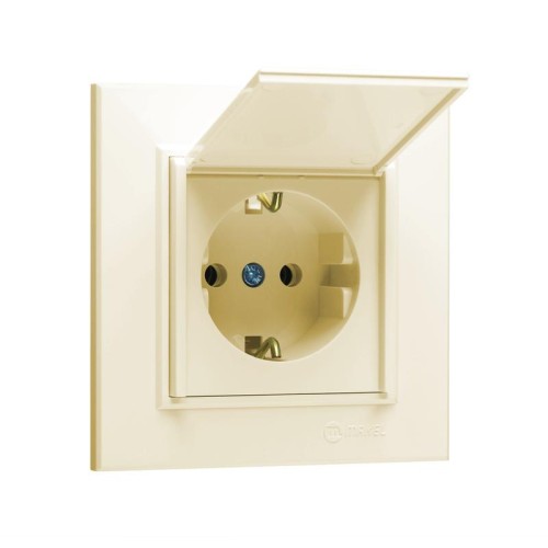 Розетка с/з и крышкой СП Karea 16А IP20 крем. Makel 56010099