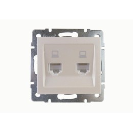 Розетка компьютерная 2-м Rain RJ45 механизм жемчуж./бел. перламутр. LEZARD 703-3088-141