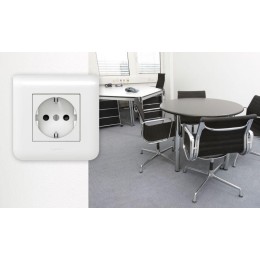 Розетка 1-м СП 2мод. Mosaic 16А IP20 2P+E с заземл. защ. шторки немецк. стандарт винтов. клеммы меха