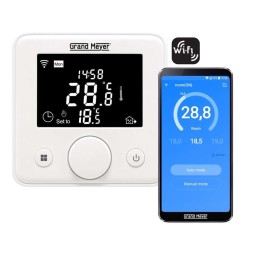 Термостат программируемый W330 16А 3.6кВт с функцией Wi-Fi (Android/iOS); датчик пола; датчик воздух