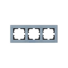 Рамка 3-местн. гориз. VESNA стекло серо-голуб. LEZARD 742-7080-148