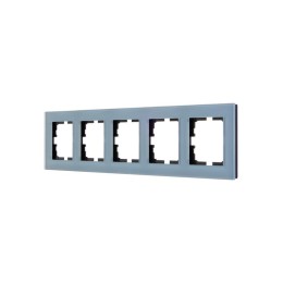 Рамка 5-местн. гориз. VESNA стекло серо-голуб. LEZARD 742-7080-150