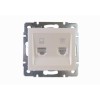 Розетка компьютерная + телефонная 2-м Rain RJ45 + RJ11 механизм жемчуж./бел. перламутр. LEZARD 703-3