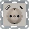Розетка Shuko 16А с заземл. защ. шторки с 2-мя заряд. устройствами USB тип A+C 25Вт механизм тауп Ja