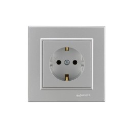 Розетка с/з СП Karea 16А IP20 серебр. керамика Makel 56065008