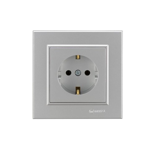 Розетка с/з СП Karea 16А IP20 серебр. керамика Makel 56065008