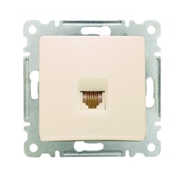 Розетка телефонная Lillium TF евро стандарт с панелью механизм крем. Makel 30010014