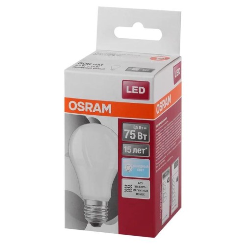 Лампа светодиодная LED Star Classic A 75 8.5W/865 8.5Вт грушевидная матовая 6500К холод. бел. E27 80